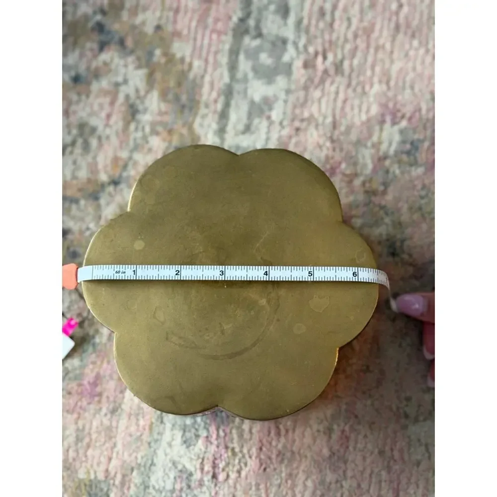 VTG 1950s MCM Brass Flower shaped Decorative Trinket Box Vintage Solid Brass